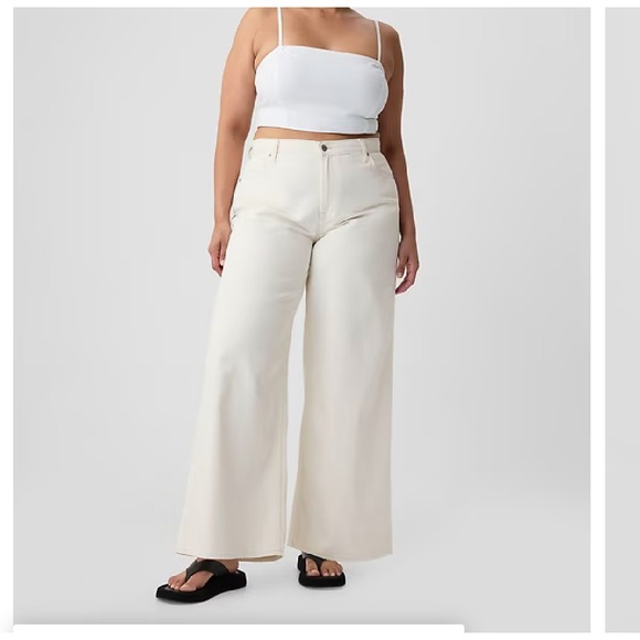 GAP Denim - NWT Gap Women Baggy Mid Rise Wide Leg Jeans Crop Ecru Off-White Denim Sz 31 12R